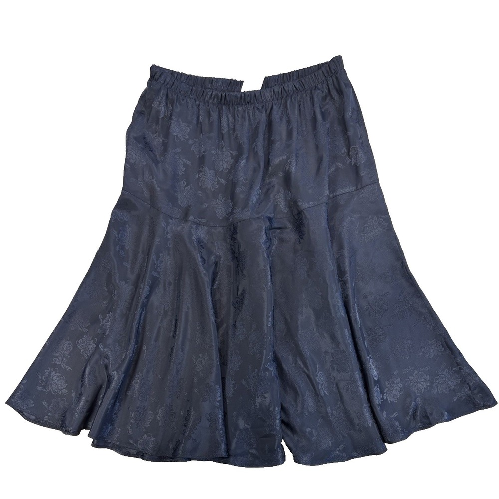 Vintage Women's 12(6/8) Navy Blue Floral Skirt BOHO Dainty Fairy Whimsical Flowy - Picture 1 of 6